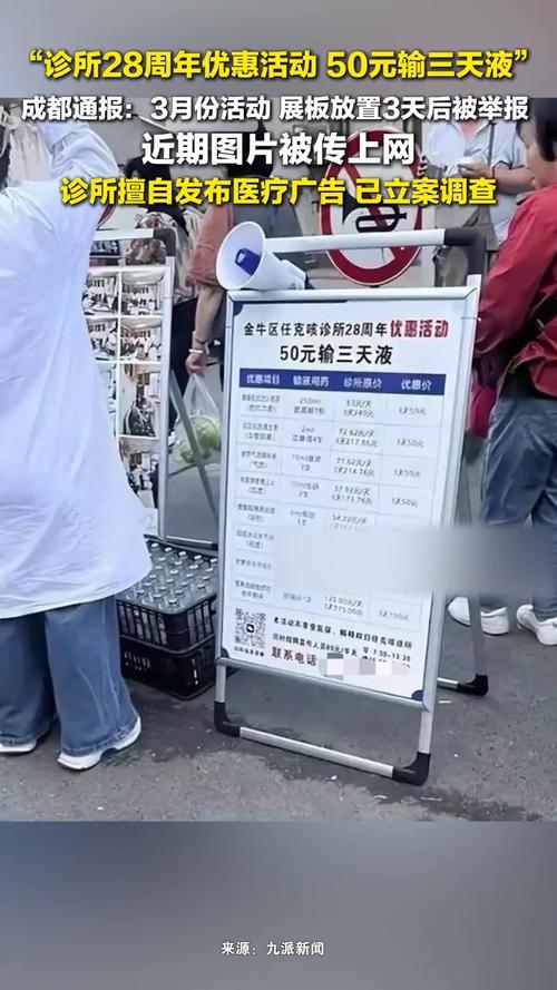 成都一诊所 50 元输三天液广告被查，未办审批手续违规